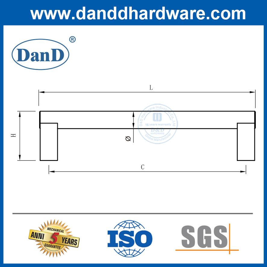 Dreta de aço inoxidável alças de gaveta de cozinha para armários-ddfh030