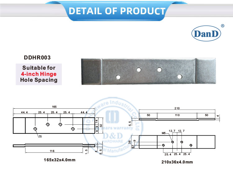 Espa&ccedil;amento do orif&iacute;cio de dobradi&ccedil;a de 4 polegadas