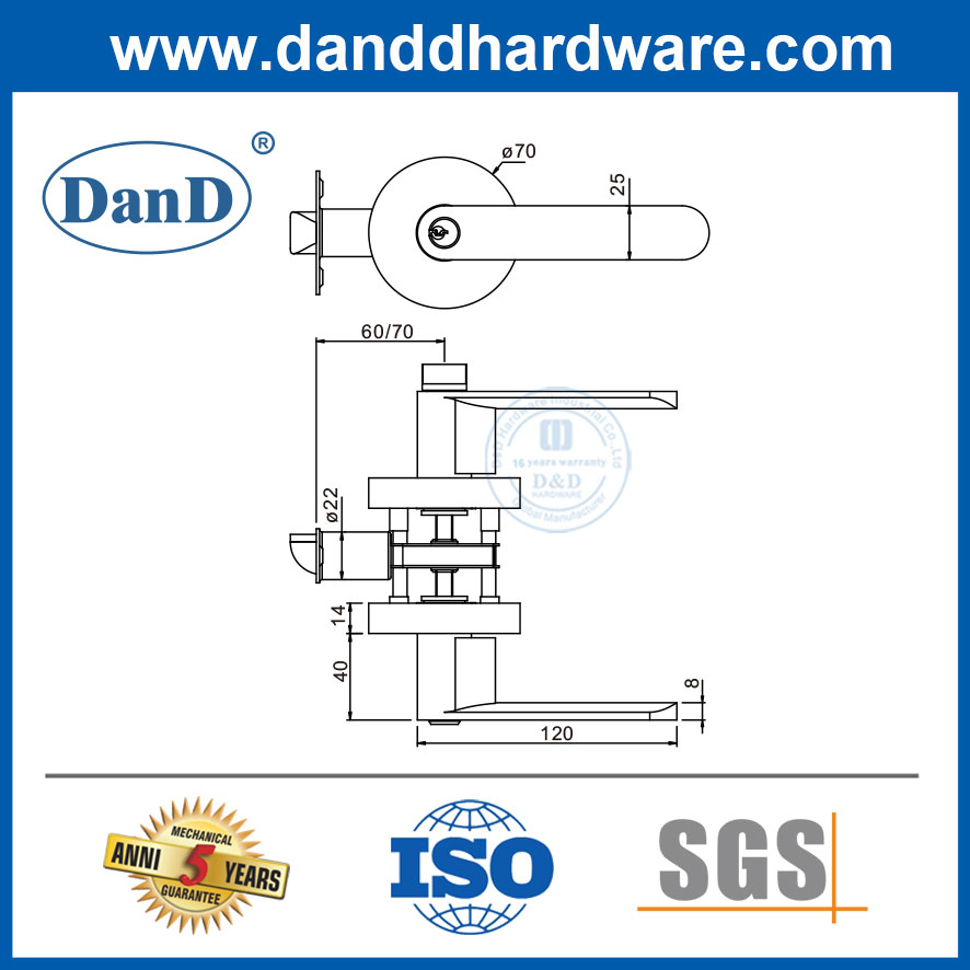 Alavanca tubular alavanca de alavanca de bloqueio de alta qualidade fechas portas de porta-ddlk017