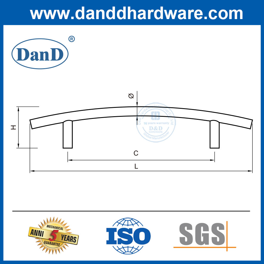 Armário de cozinha de móveis puxa Handles de cômoda de aço inoxidável DDFH029