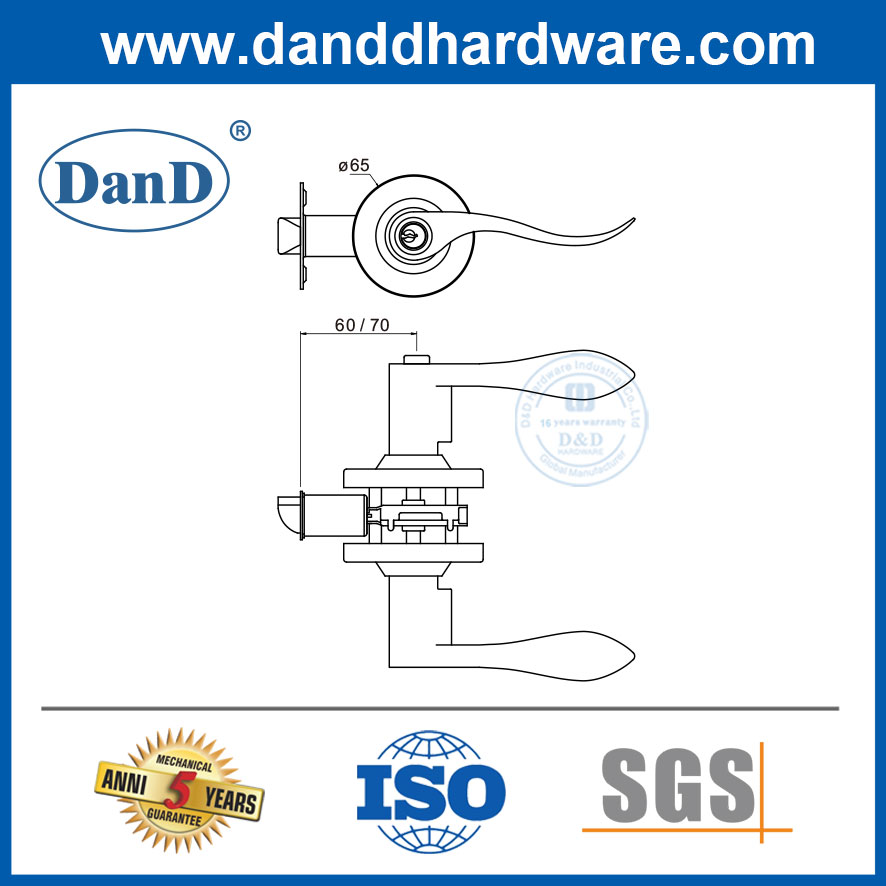 Segurança Lockset Matte Black Standard Duty Lever Lockset Hardware-DDLK024