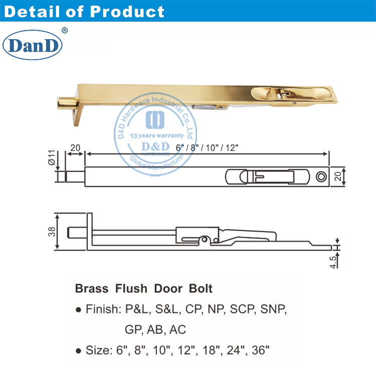 Brass Flow Door Bolt-DDDB004