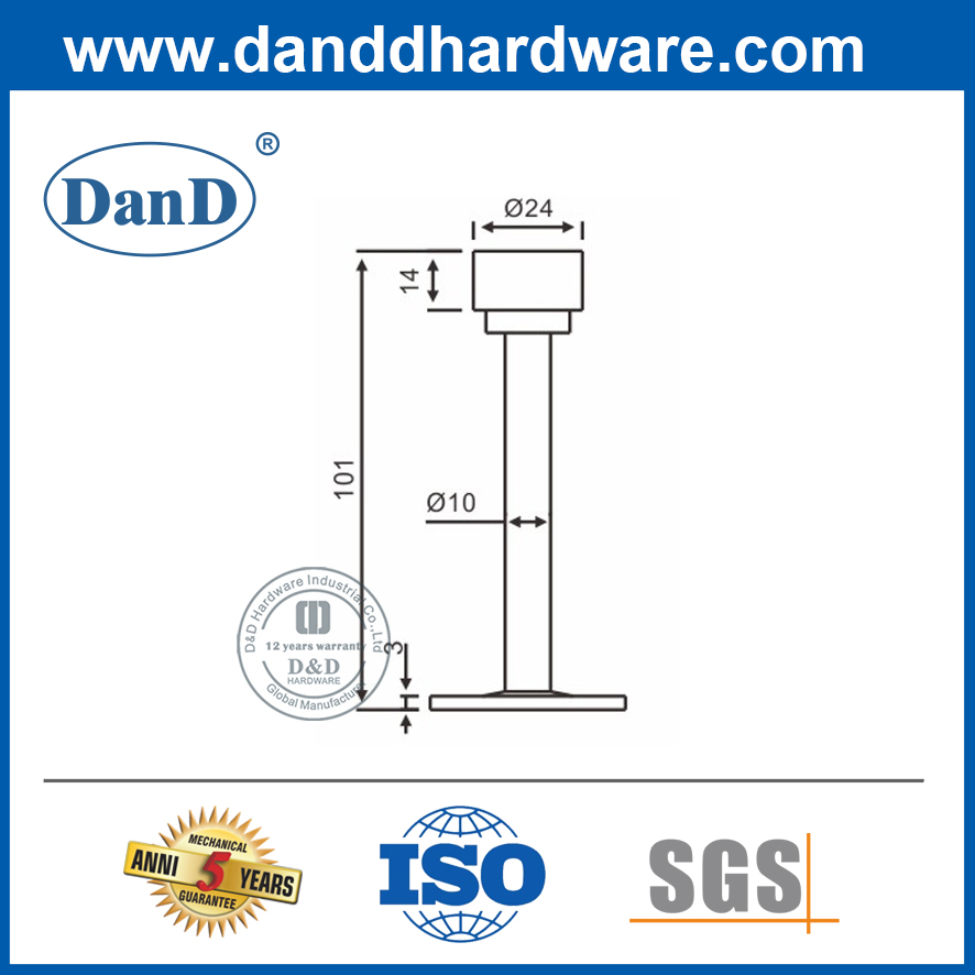 Parada de porta de metal preto de porta interior de aço inoxidável para Segurança-DDDS018