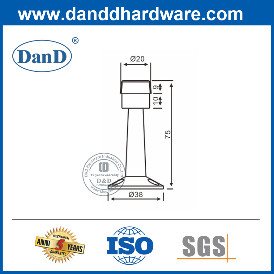 Segurança em aço inoxidável Top Decorative Doorstop -DDDS019