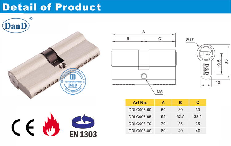 Hardware do cilindro-D e D da porta de Mortice
