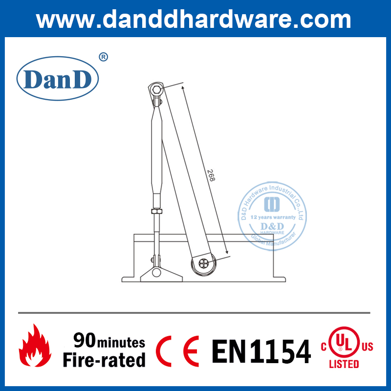 CE EN1154 Ajuste automático Hold Open Fire Door Closer-DDDC016