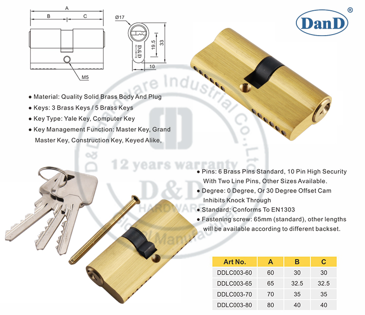 Mancha de bronze key cilindro-d e d hardware