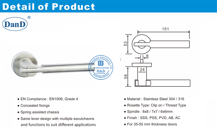 Hardware de alavanca de passagem de alavanca-d e d hardware