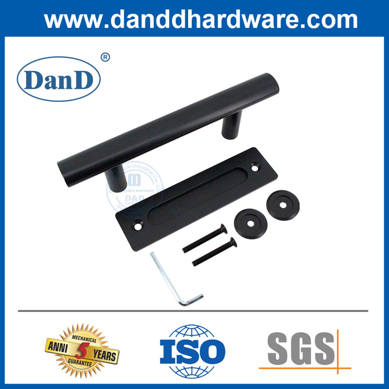 Hardware de porta de celeiro interior em aço inoxidável, maçaneta de porta de celeiro preto-ddbd101