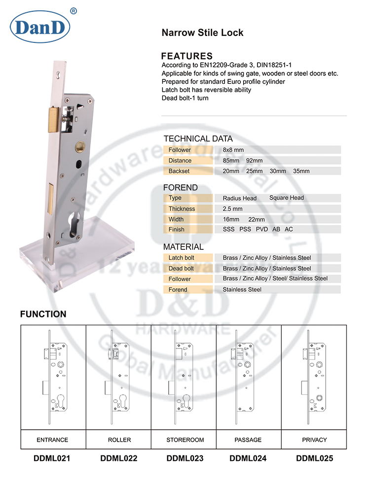 Melhor Hardware de Mortise Lock-D e D