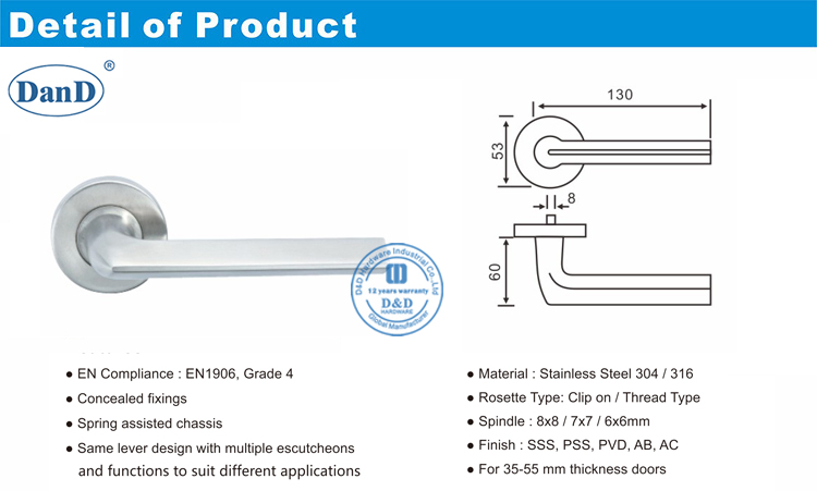 Hardware de alavanca de porta de passagem comercial
