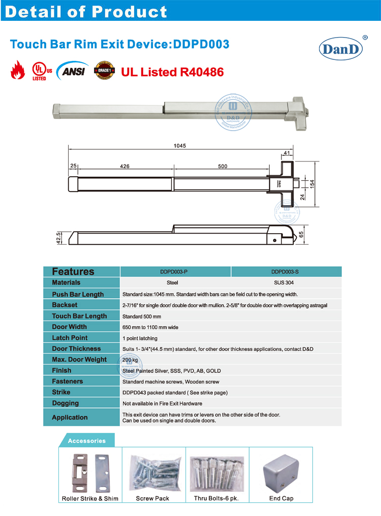 barra de push de porta de sa&iacute;da de emerg&ecirc;ncia