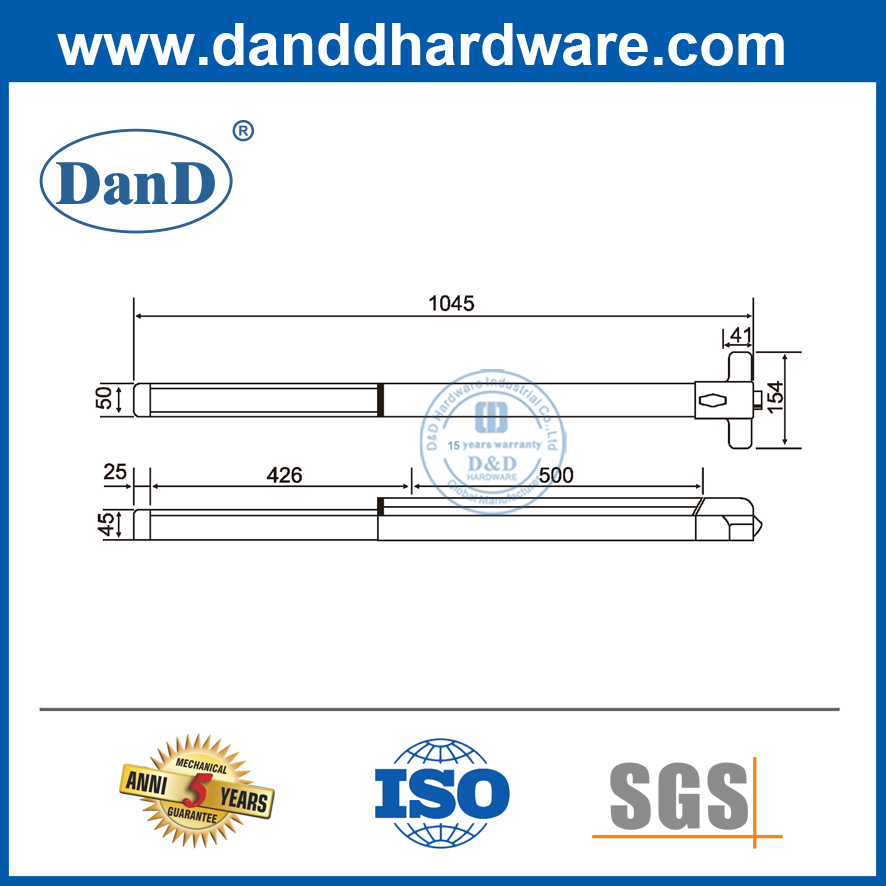 Portas com barras de pânico percorrem o polegar de aço inoxidável da porta de pânico da barra de aço hardware-ddpd007