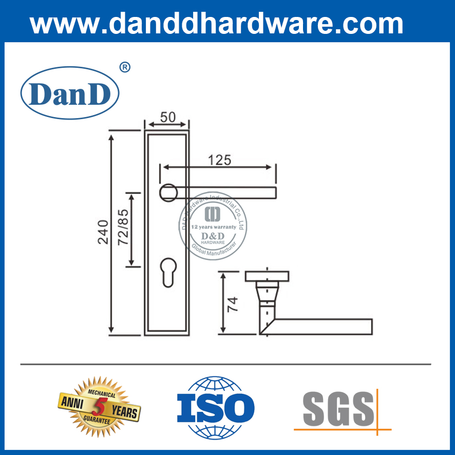 Aço inoxidável 316 Puxador de porta de backplate-DDLP001