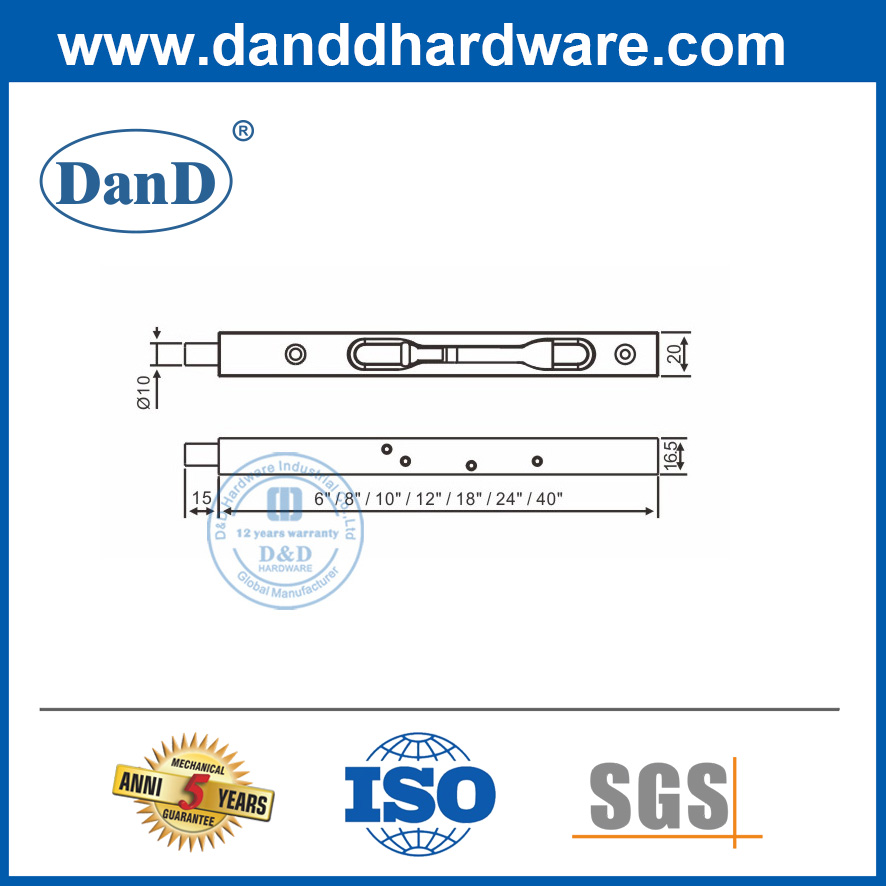 SUS304 Segurança Antificação de cobre Ação de alavanca oculta Bolts da porta externa DDDB008