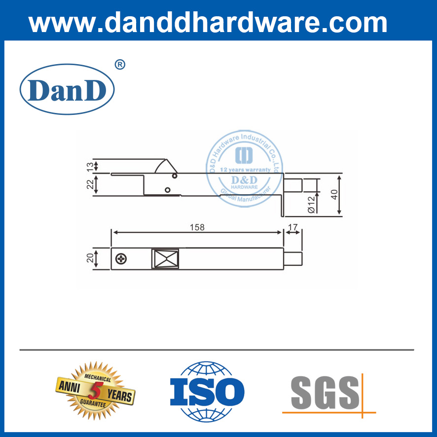 Parafusos de descarga automática de latão antigo para portas duplas-DDDB023