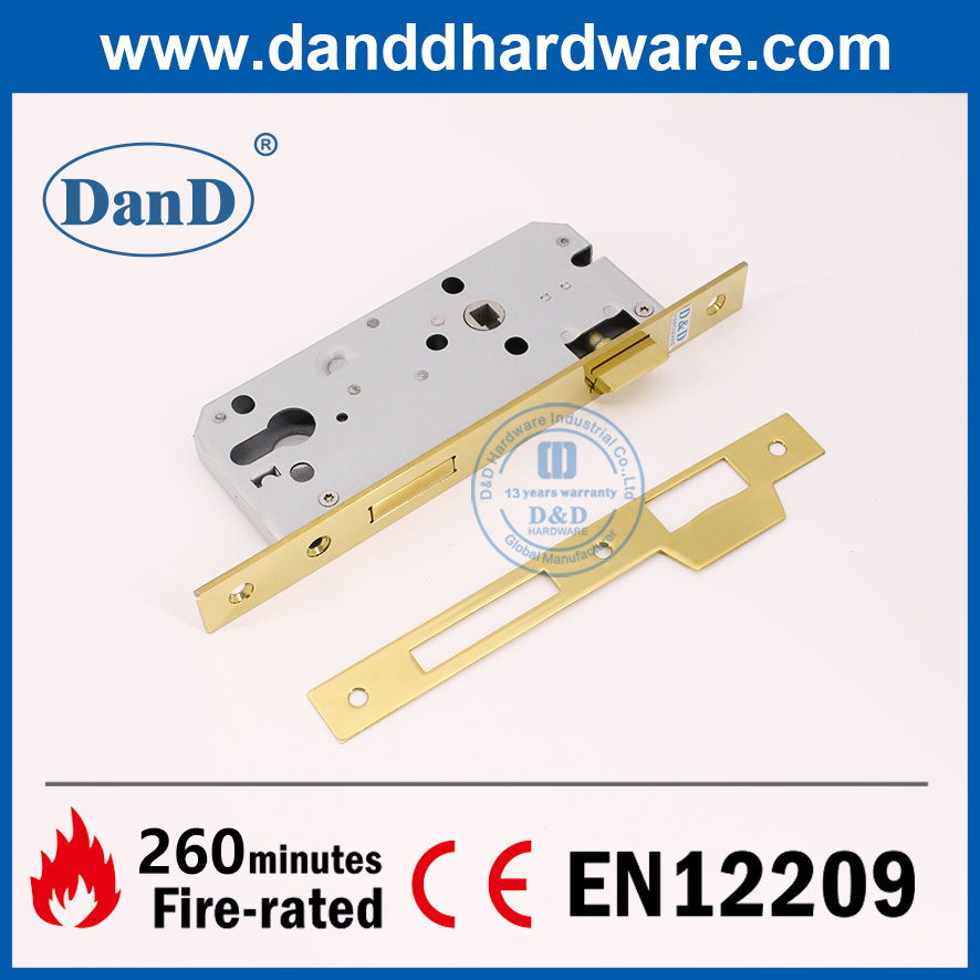 Brass polida EN12209 SS304 Bloqueio de Mortise de Gold Fire para porta externa-DDML026-4585