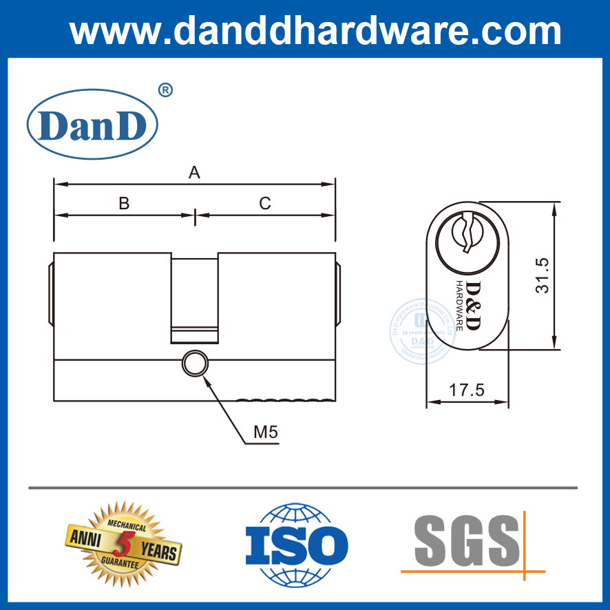 Preço da fábrica Mercado euro Mercado de bronze sólido Cilindro de bloqueio de portas Oval DDLC008 Oval DDLC008