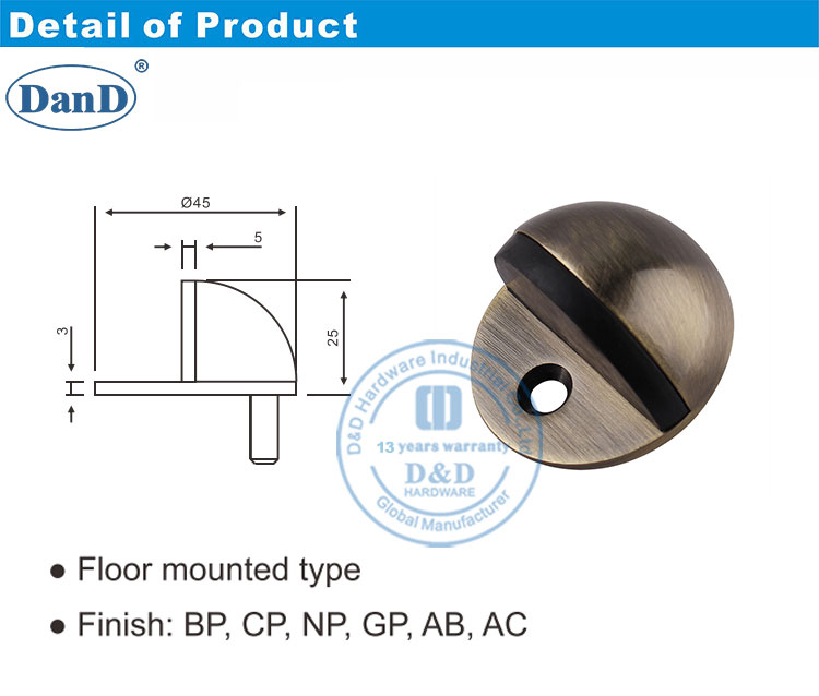 Brass antigas de rolha de porta