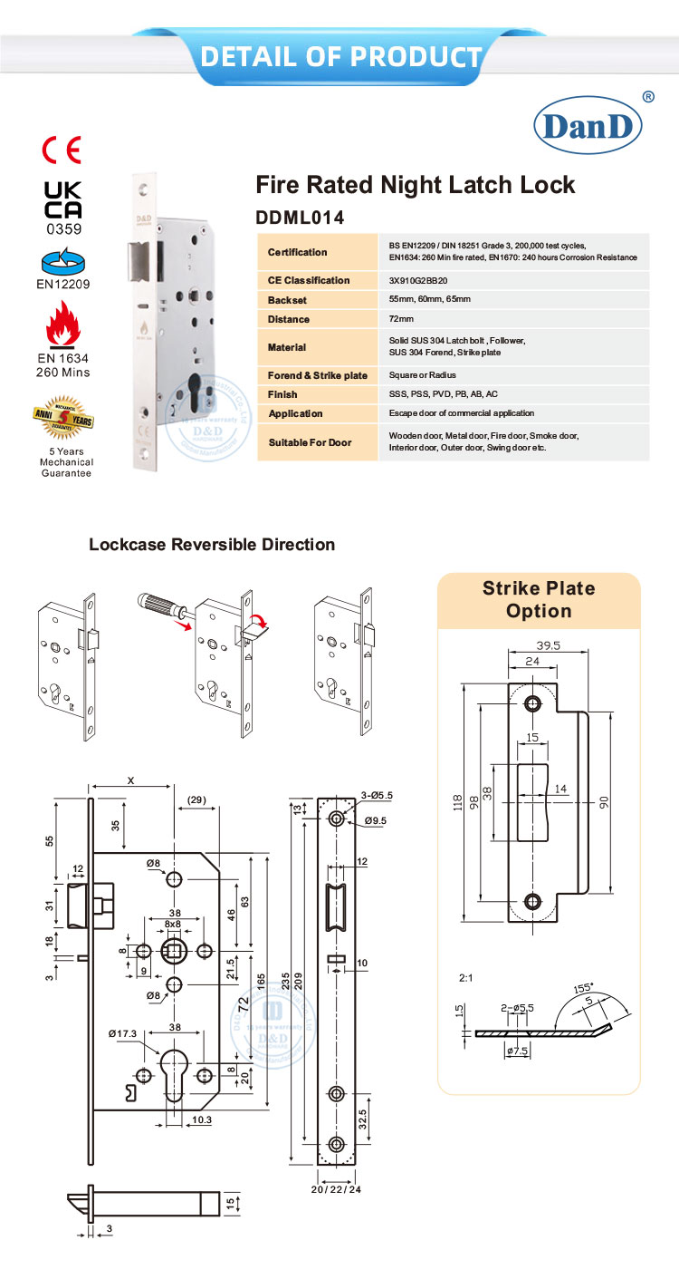 Lock de mortise comercial