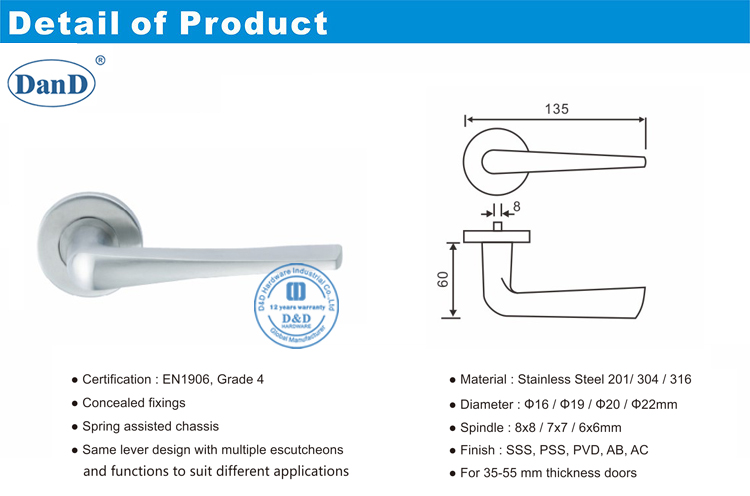 Handles-d e D de porta comercial