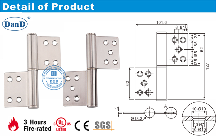 Hardware de dobradi&ccedil;a e D da porta de bandeira