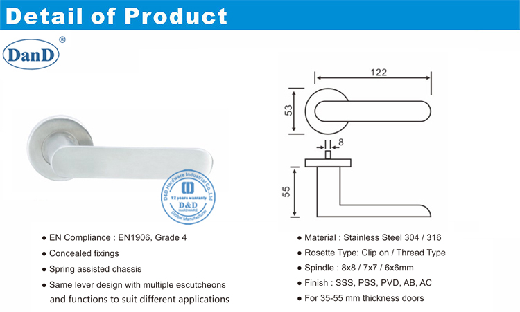 Handle-D e D hardware da porta de metal