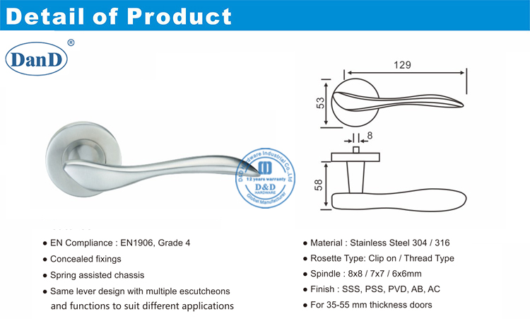 Hardware de alavanca-d e d de passagem externa