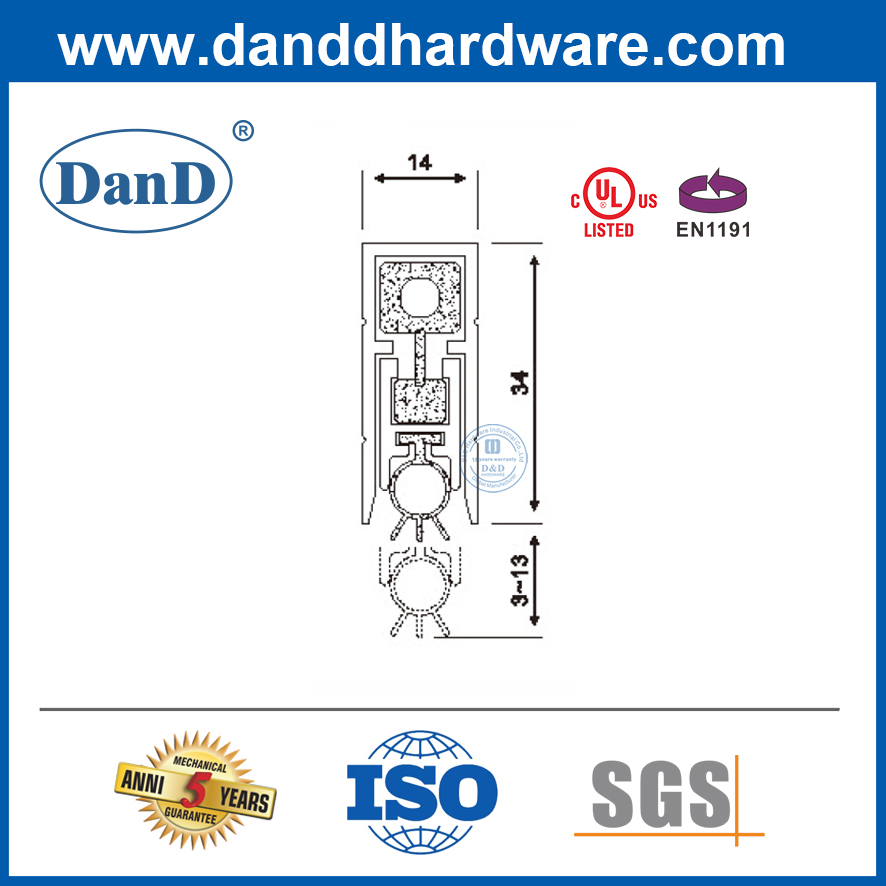 Vedação automática de queda de alumínio