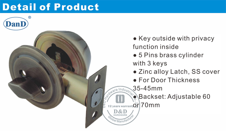 Polegar gire com o cilindro morto lock-d e d hardware