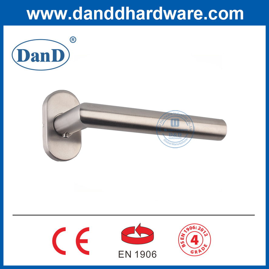 EN1906 Grade 4 Manusea de porta de rosa oval Pontilhas de portas de aço inoxidável Lever-ddth003