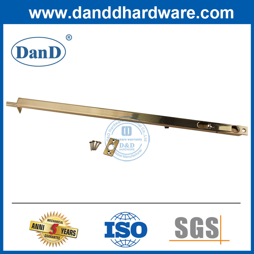 Acabamento dourado parafuso de descarga de bronze de 12 polegadas para porta externa-dddb002