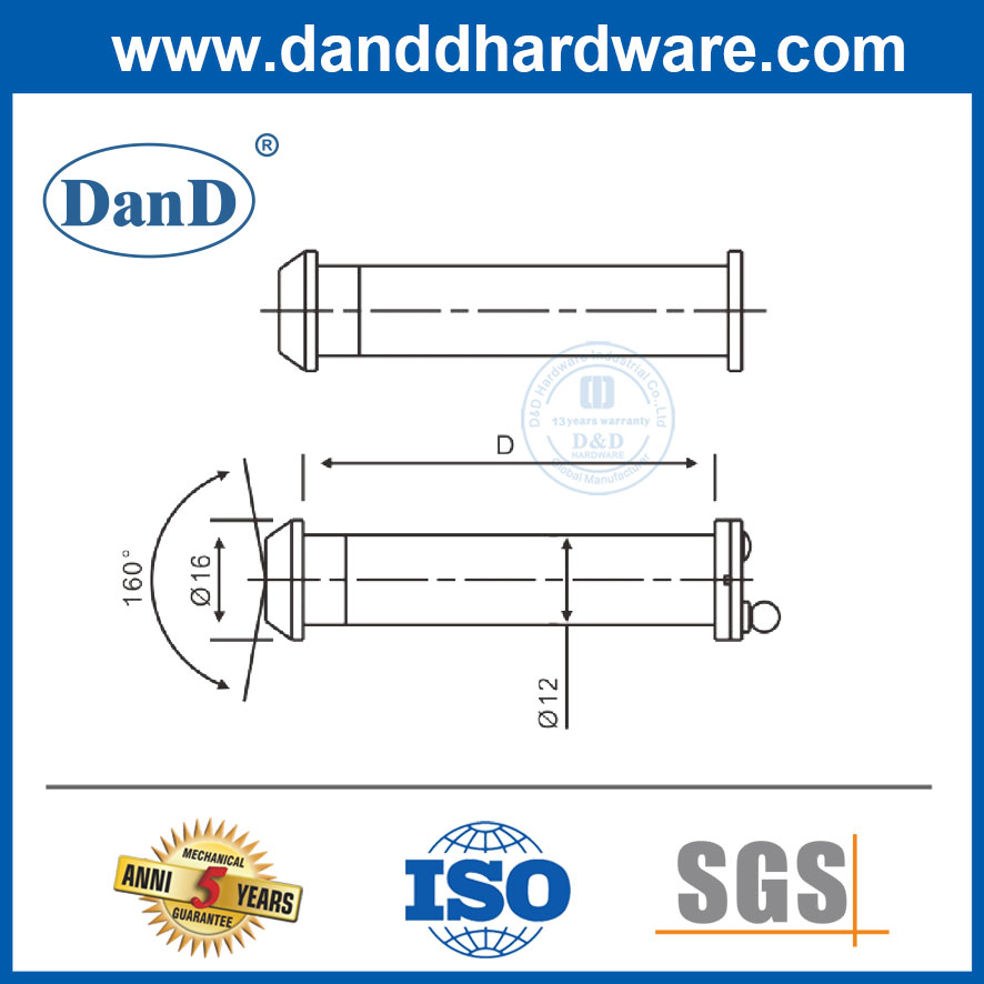 Porta externa preta mate com viewer de grande angular de grande angular-DDDV001