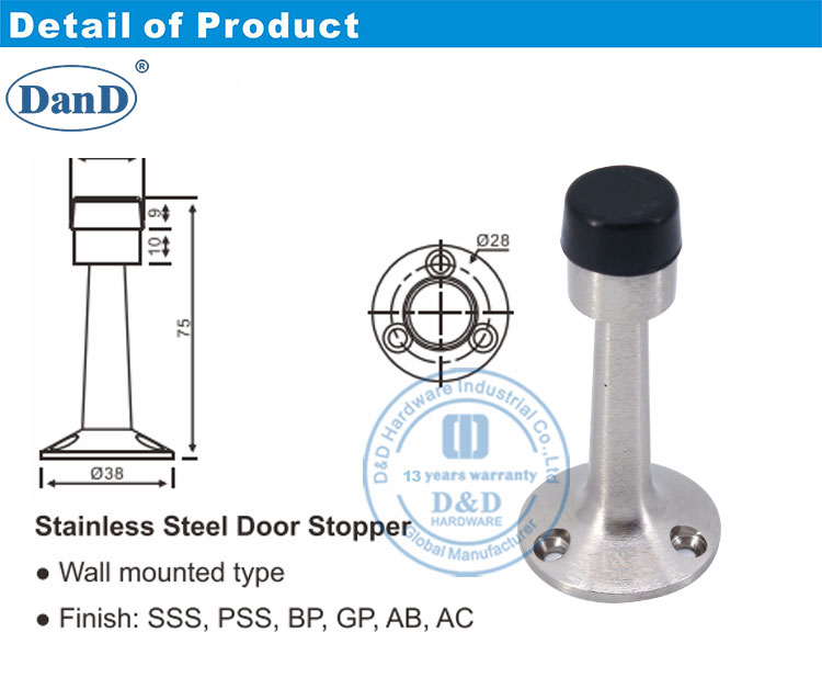 Rolha de porta de liga de zinco