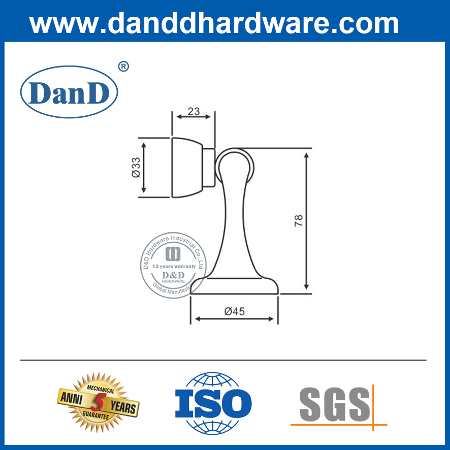 Parada de porta magnética de aço inoxidável para a porta da frente-DDDS027