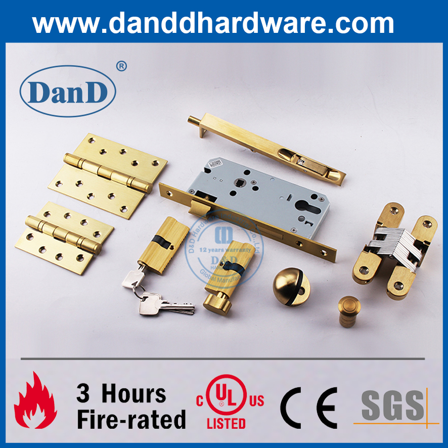 CE EN12209 SUS304 Mortise Lock Fire Classificação de cetim Brass Entrada de bronze Locks-DDML009-5572