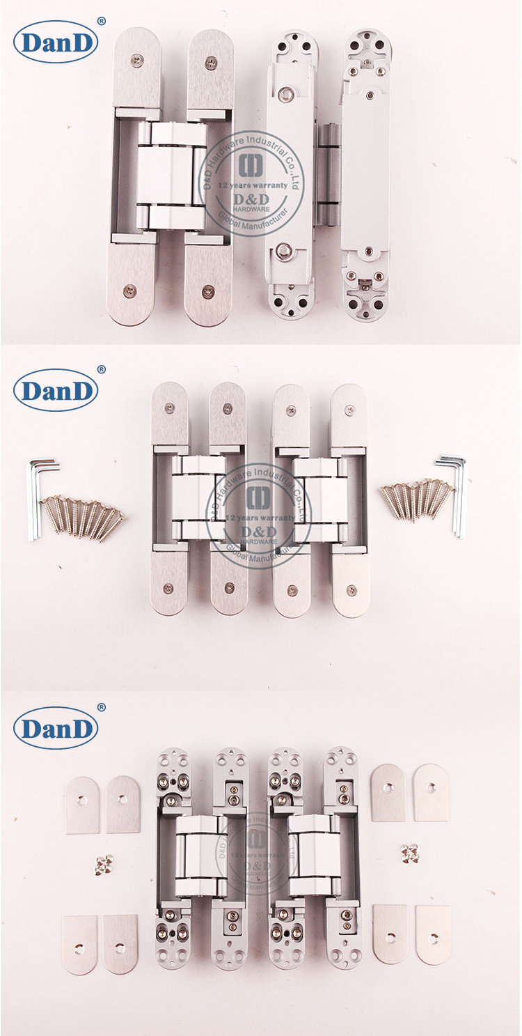 Hingra de porta escondida de prata e D hardware D e D