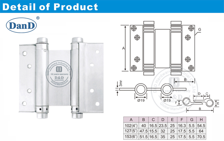 Double Action Spring Hardware Dobradi&ccedil;a-D e D