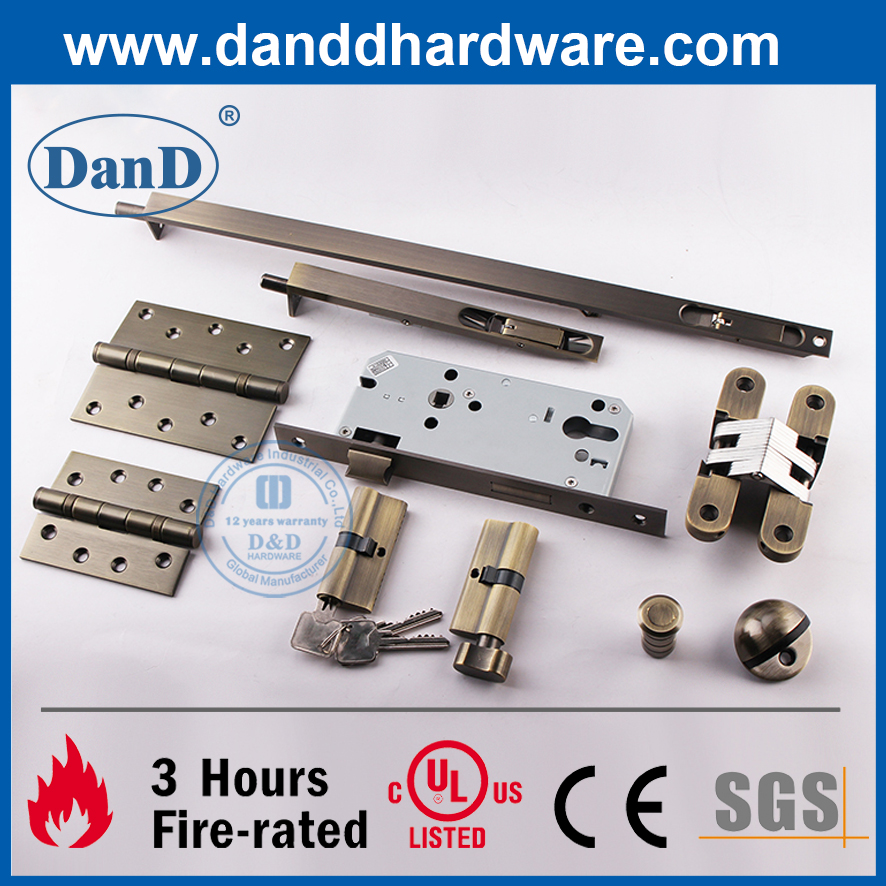 CE EURO SUS304 Antigo Brass Fire Resistance Lock para porta de madeira-ddml009
