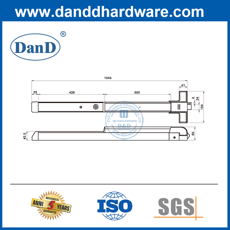 Barra de pânico elétrico Porta de hardware Material de aço barra de pânico elétrico para porta de hotel-DDPD031