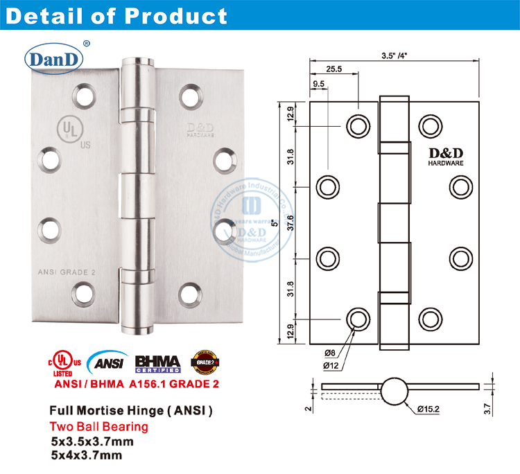 Dobradi&ccedil;a da porta Ansi