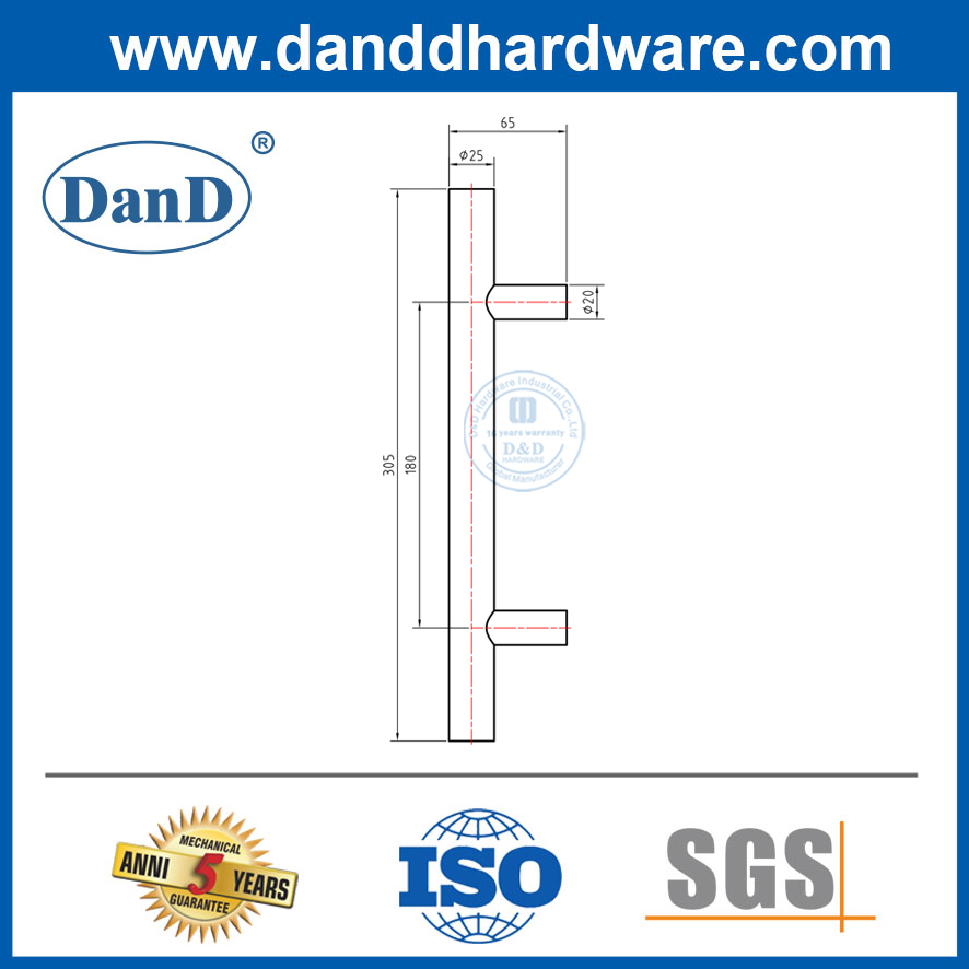 Aço inoxidável da porta frontal longa mancha de mancha de latão Acessórios da porta do celeiro Handle-ddbd104