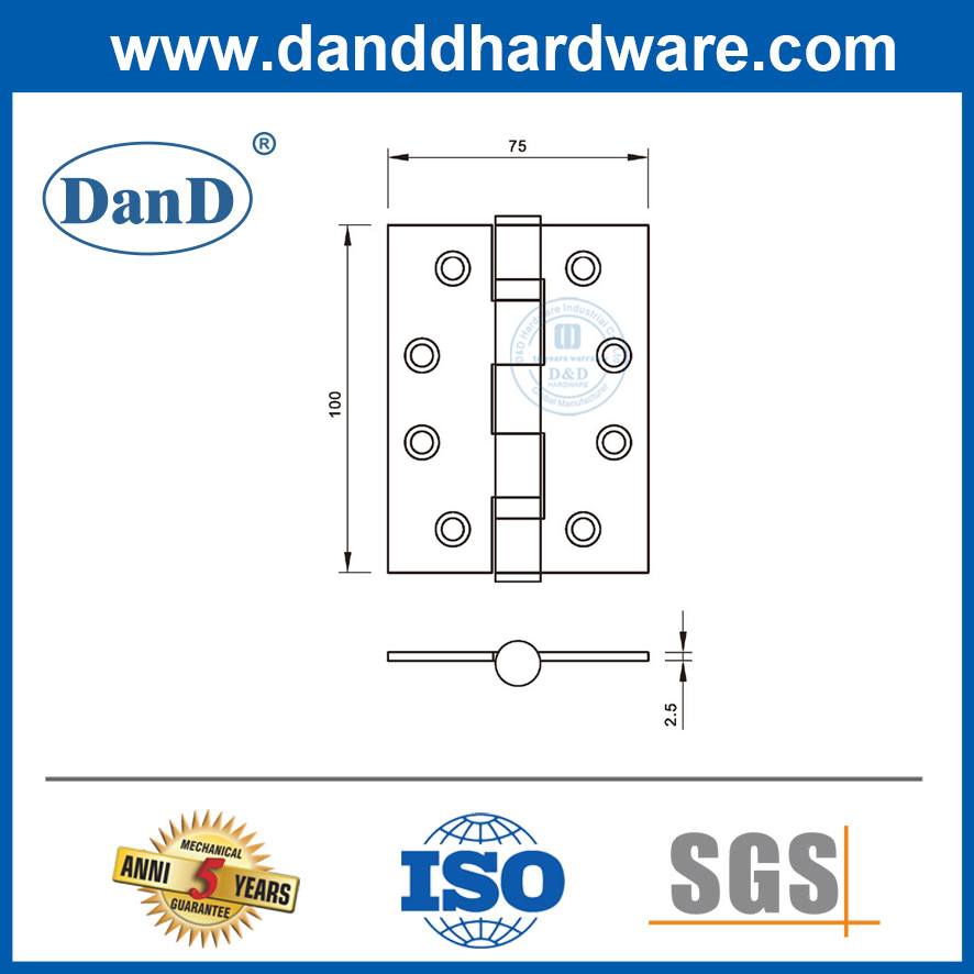 Aço inoxidável Tipos de dobradiças australianas Mortise rolamento de esfera da porta da frente de dobradiça-ddss058