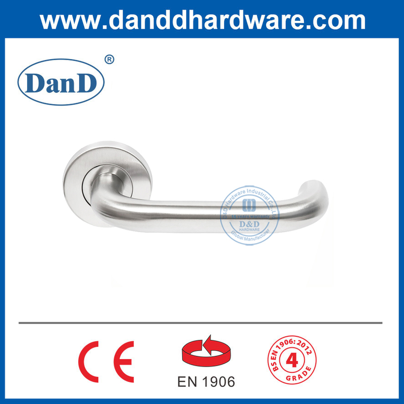 Manças de porta de entrada de aço inoxidável de cetim prateado com EN1906 Grau 4-DDTH001