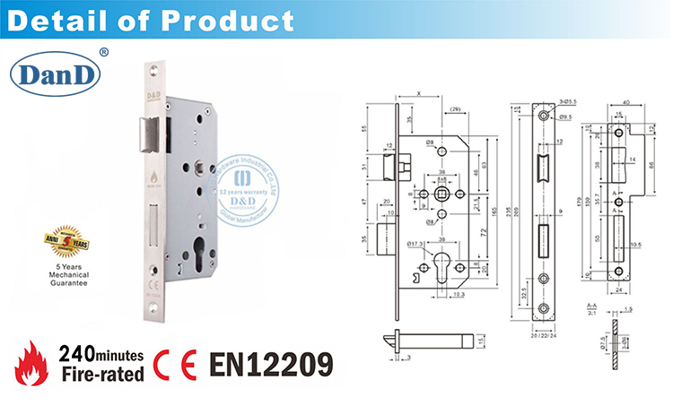 Ce Mortise Door Lock DDML009-D e D Hardware