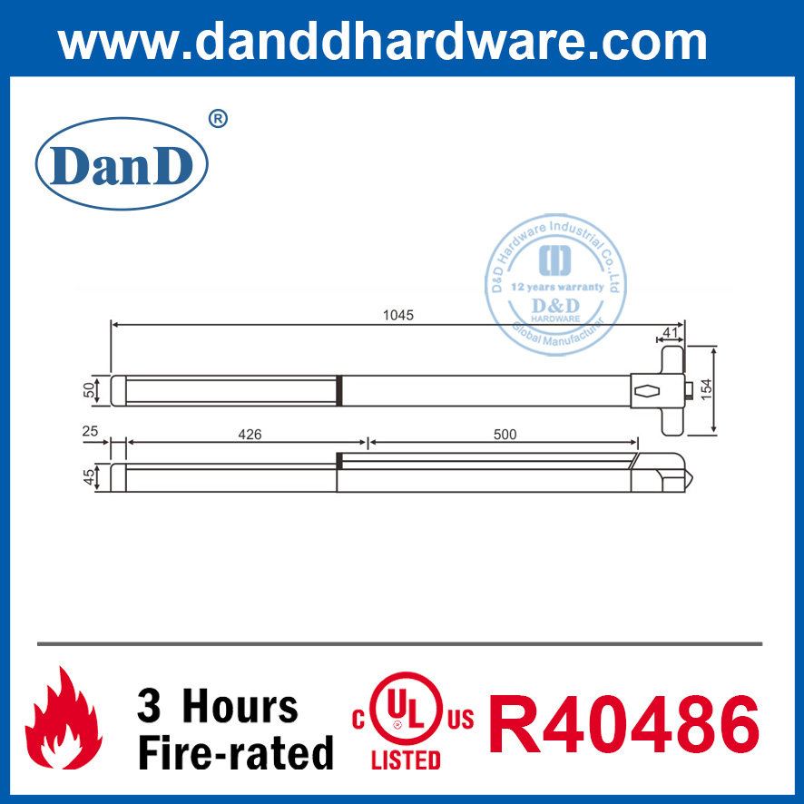 Dispositivo de saída do pânico da barra do push do rim do SS304 com o recurso de cão-DDPD007