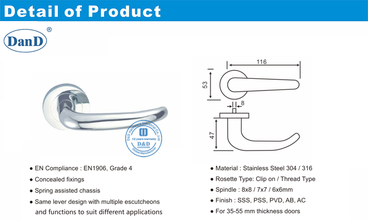 Hardware de alavanca-d e d de passagem externa