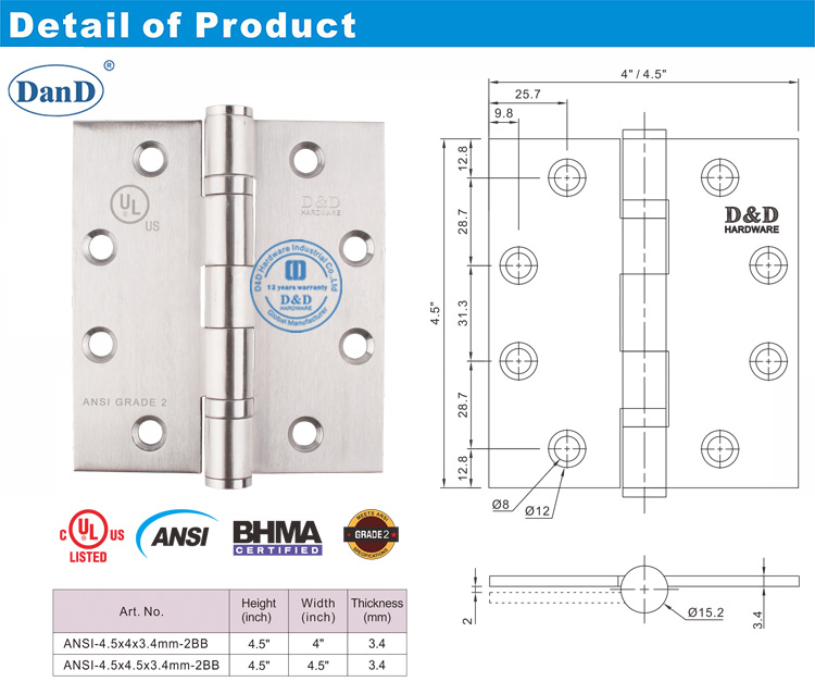 ANSI Grade 2 Door Delf-D e D Hardware