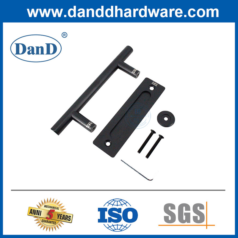 Mandilhas de porta de celeiro ao ar livre Matt preto aço inoxidável Hardware da porta de aço alças-ddbd102