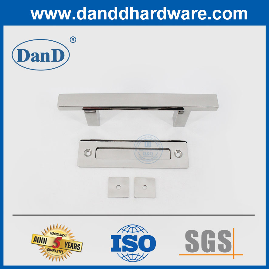 Modern polido polido aço inoxidável forma quadrada maçaneta deslizante para porta de celeiro-ddbd103